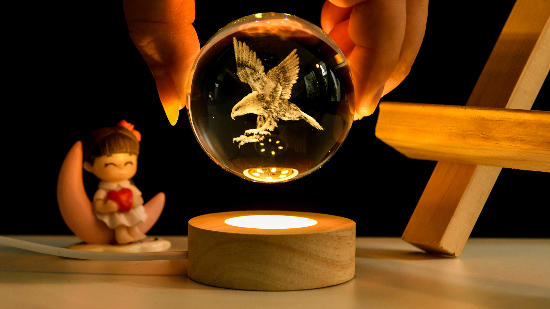 Amazon.com: 3D Laser Engraved Eagle Crystal Ball, Animal Figurine